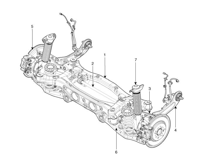  Kia Sportage - Ubicación de componentes y componentes - Sistema de suspensión trasera